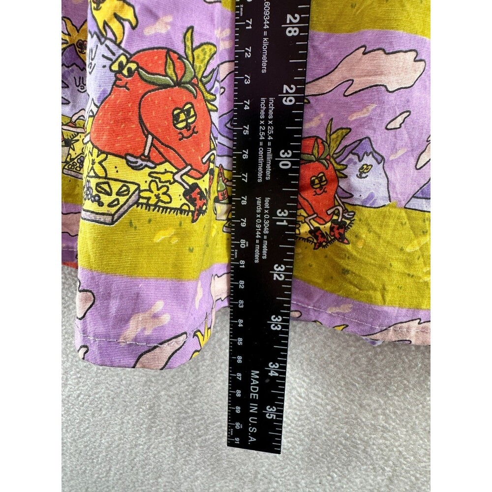 Nooworks Big Pocket Dress Size M Stawberry Jammin Print Novelty Colorful Stripe - Picture 9 of 10